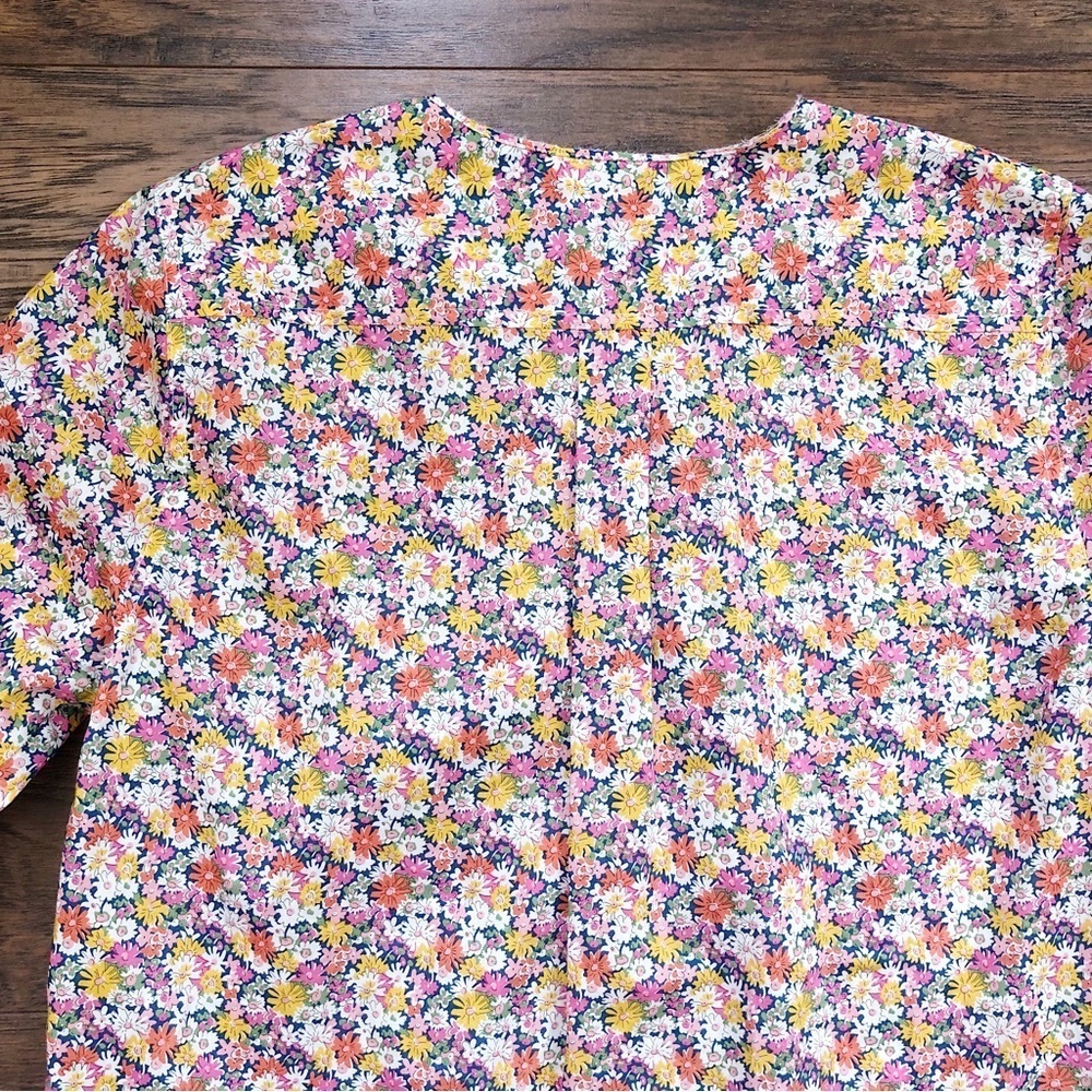 Floral Ruffle-Trim Button-Down Blouse - Pink Multi - Picture 14 of 15